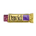 David Blueberry Pie flavored protein bar on a black background