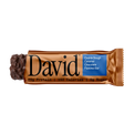 David protein bar with chocolate flavor on a black background