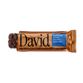 David protein bar with chocolate flavor on a black background