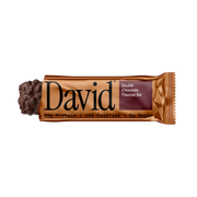 David Double Chocolate Flavored Bar packaging on a black background