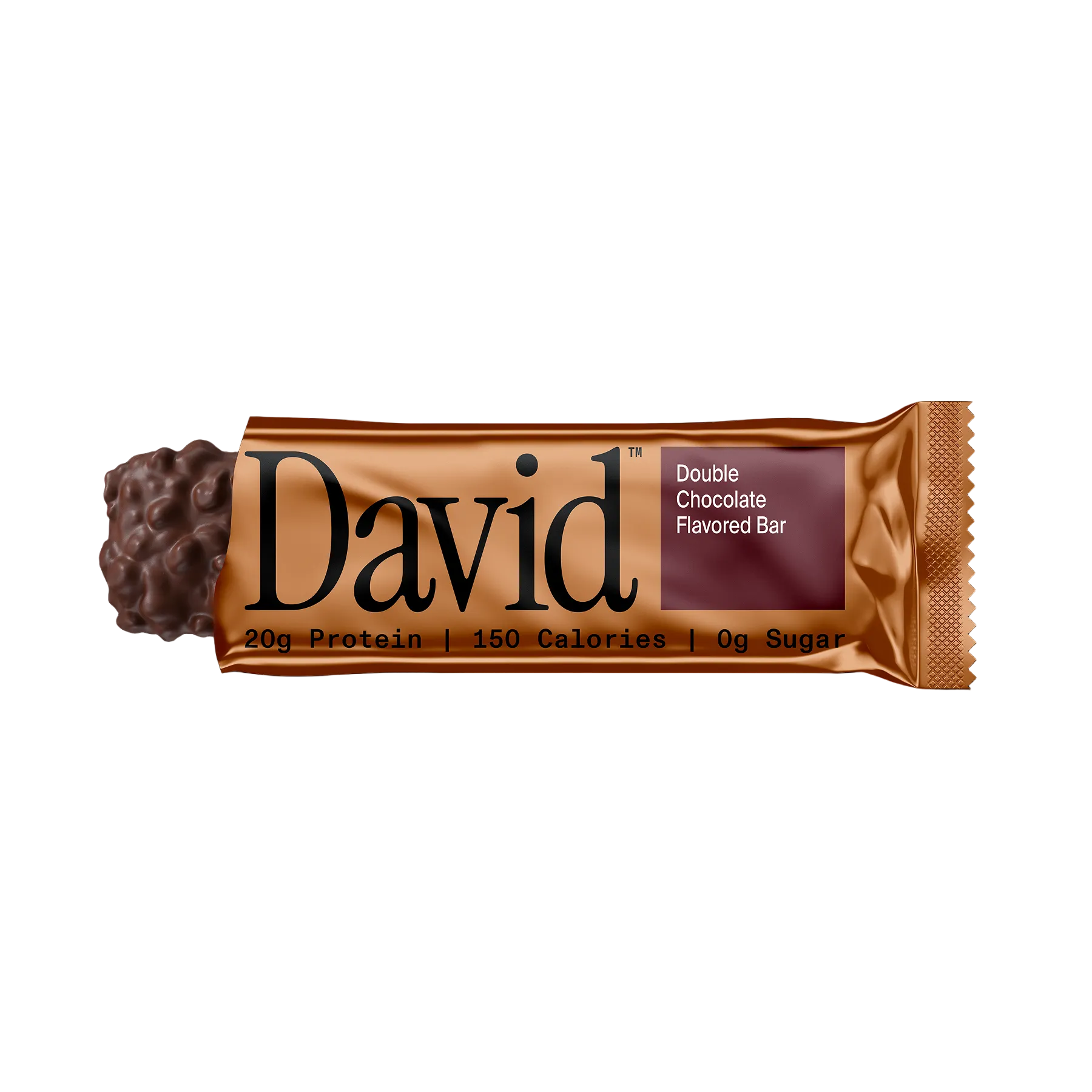 David Double Chocolate Flavored Bar packaging on a black background