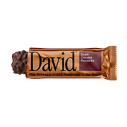 David Double Chocolate Flavored Bar packaging on a black background