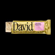 David protein bar with cake batter flavor on a black background