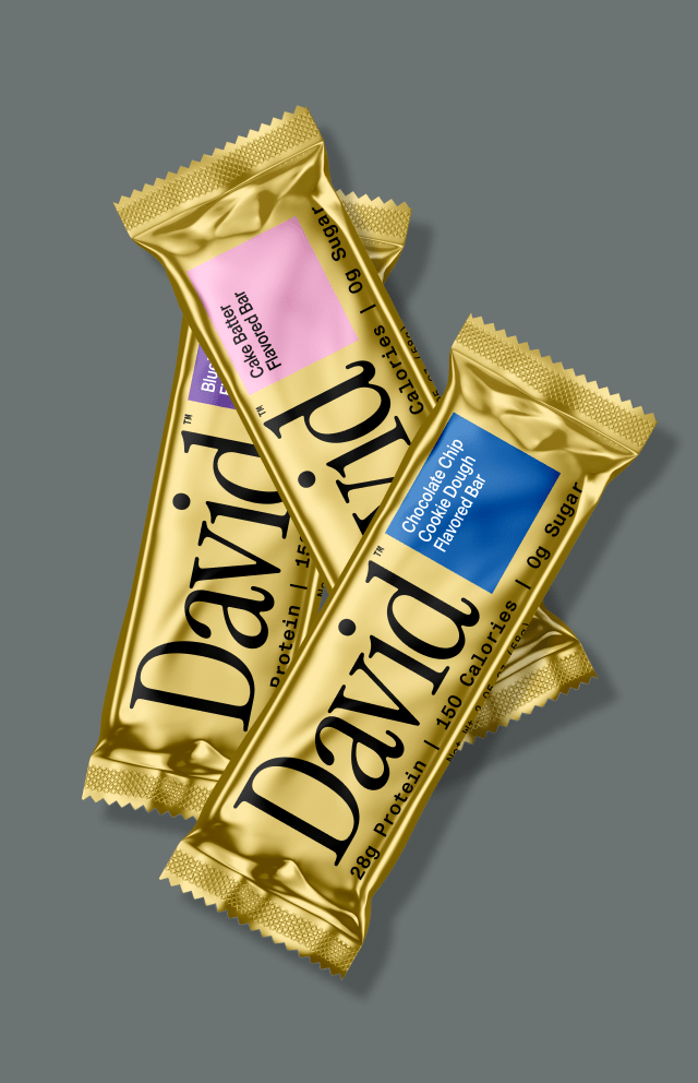 three david protein bars on a gray background