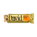 David Peanut Butter Chocolate Chunk flavored protein bar on a black background