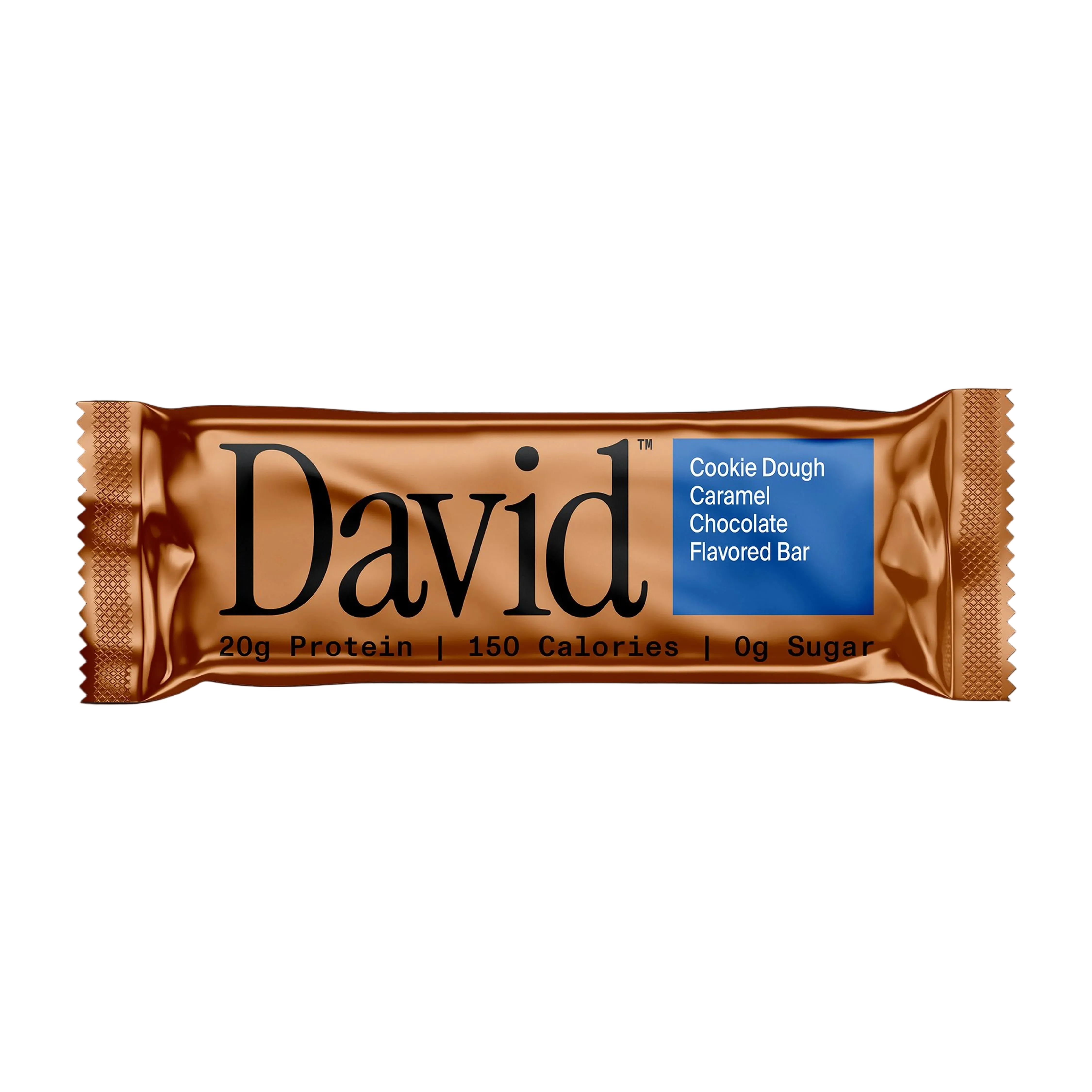 Cookie Dough Caramel Chocolate Flavored Bar wrapper on a transparent background.
