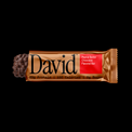 David Peanut Butter Chocolate Flavored Bar packaging on a black background