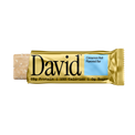 David protein bar with gold packaging on a black background