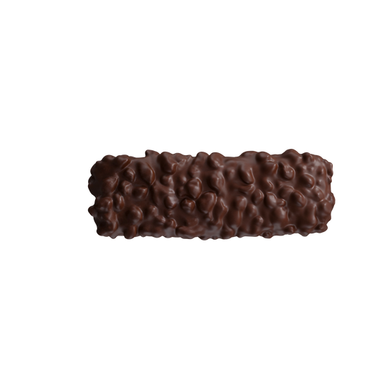 Double Chocolate bar unwrapped, showing bar