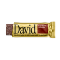 David Fudge Brownie flavored protein bar packaging on a black background