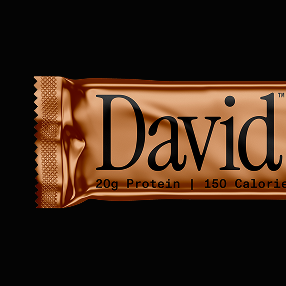 Bronze Protein bar with 'David' branding on a black background