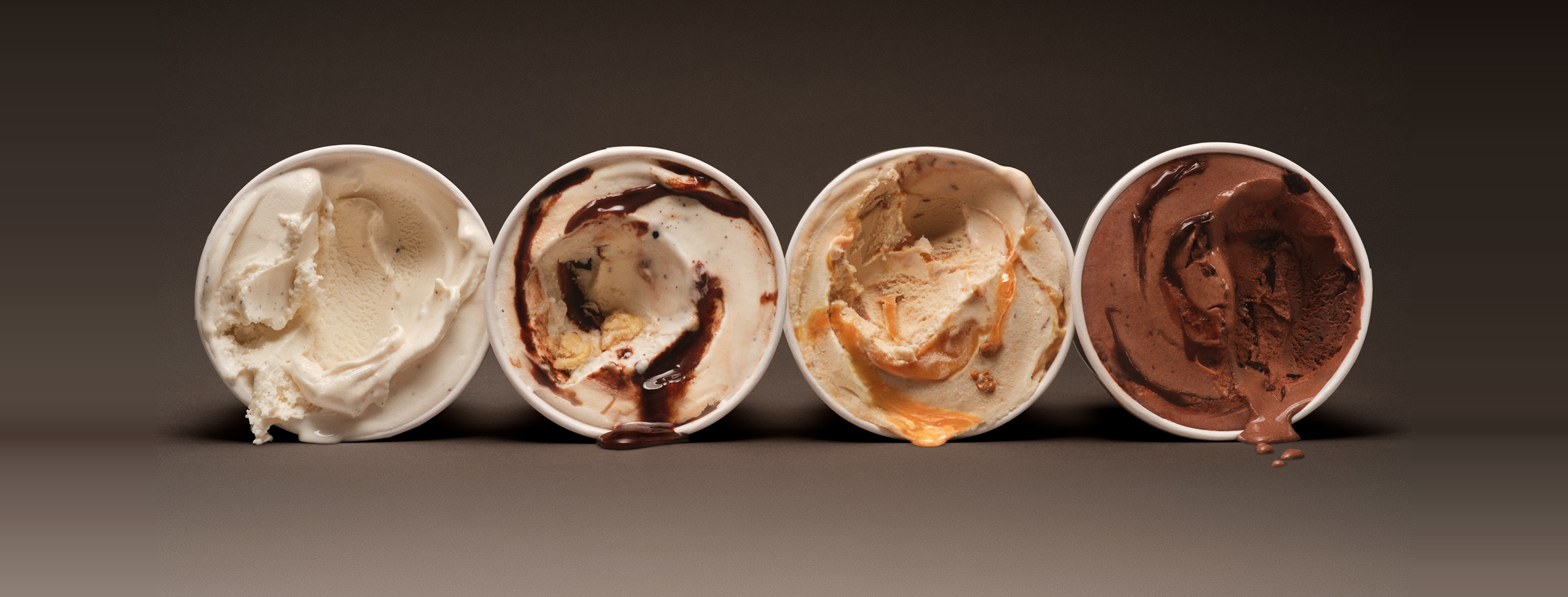 Four frozen dessert pints in varying flavors