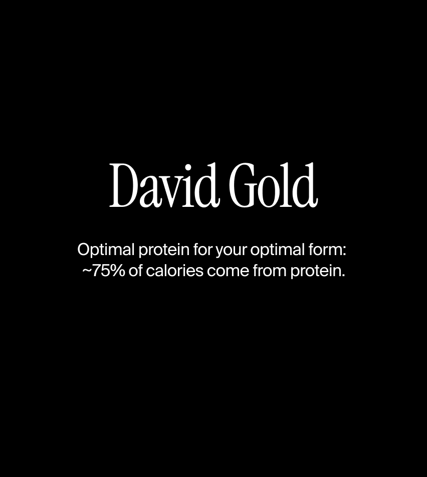 Black background with 'David Gold' text and protein information.