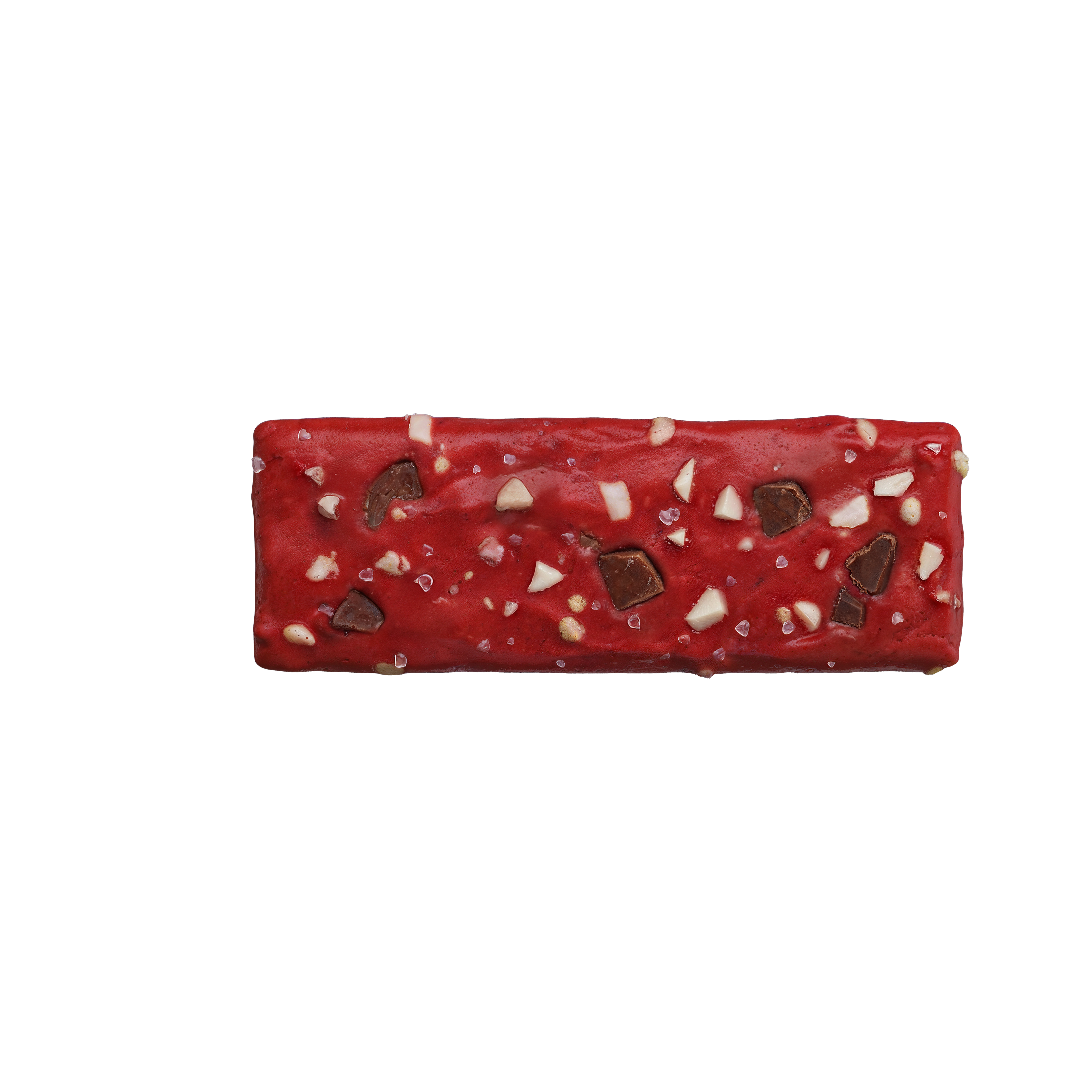 Red Velvet bar unwrapped, showing bar